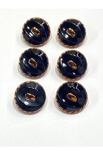 karantuhafiye Copper Floor Metalized Shiny Plastic Button / 2.7 cm / 6 Pieces / M03104 / Black