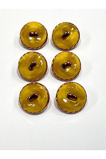 karantuhafiye Copper Floor Metallized Shiny Plastic Button / 2.7 cm / 6 Pieces / M03104 / Yellow