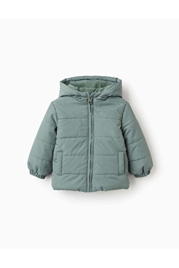Ziddy Padded Jacket with Hood and Polar Lining for Baby Boys, Aqua Green