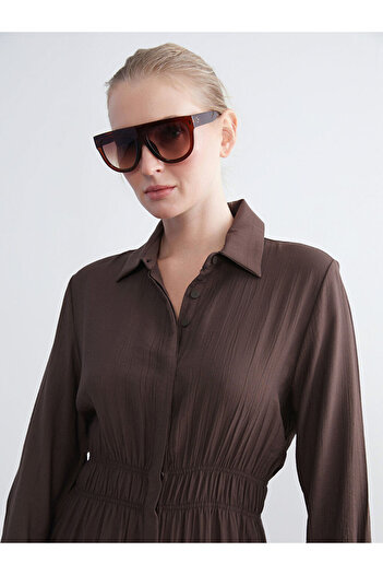 LC Waikiki Create Your Style from Uzg Store |   Textured Shirred Shirt Dress