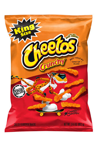 Cheetos Crunchy Cheese Flavored Snacks, Made with Real Cheese, King Size 3.5 OZ (99g) - Export x 12