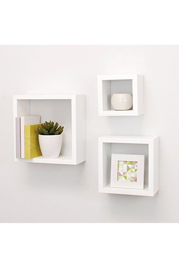 Modern home Set of 3 Wall-Mounted Square Floating Shelves - Modern Cube Display