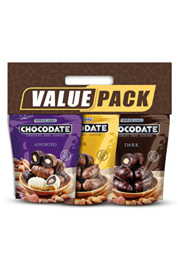 CHOCODATE Assorted | Exquisite Bite Sized Delicacy | Value Pack - 3 Packs (90gm each) x 4