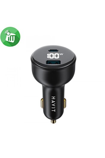 Havit Car Charger Fast Charge, USB, Type-C, PD100W, PC, CC100W, Black