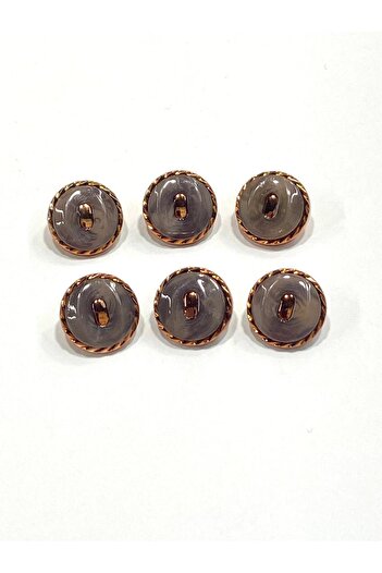 karantuhafiye Copper Floor Metallized Shiny Plastic Button / 1.8 cm / 6 Pieces / M03104 / Gray