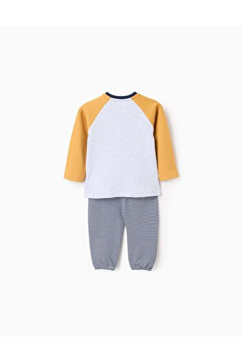 Ziddy Cotton Pyjama with Ears for Baby Boys, Grey/Yellow