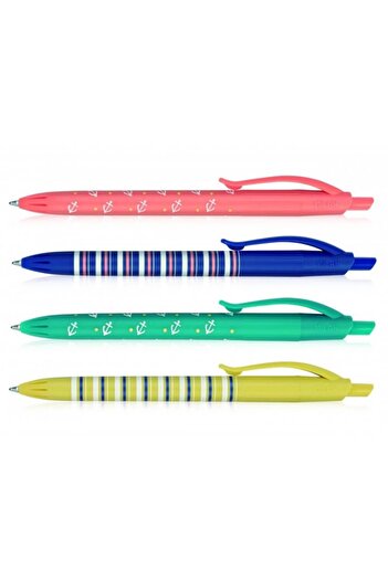 Milan Pix cu gel, culoare multicoloră, material plastic, vârf de 1 mm, cerneală albastră, 4 modele, set de 20 bucăți