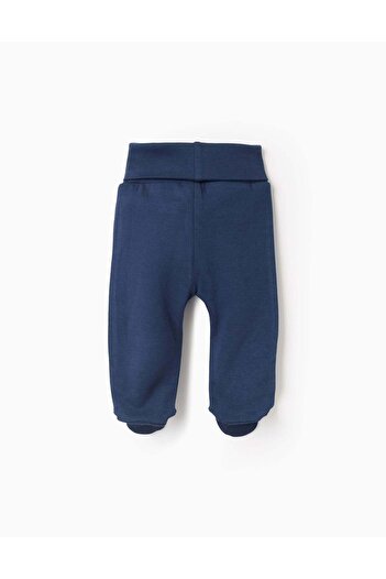 Ziddy Pack of 4 Extra Comfy Footed Trousers for Babies 'Hearts', White/Blue