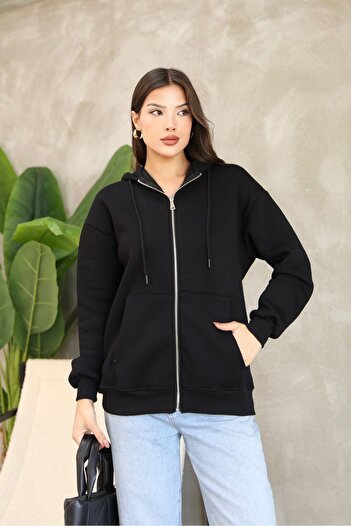 MEBA Women's Back to School Unisex Hooded Zippered Sweatshirt Cardigan with Pockets