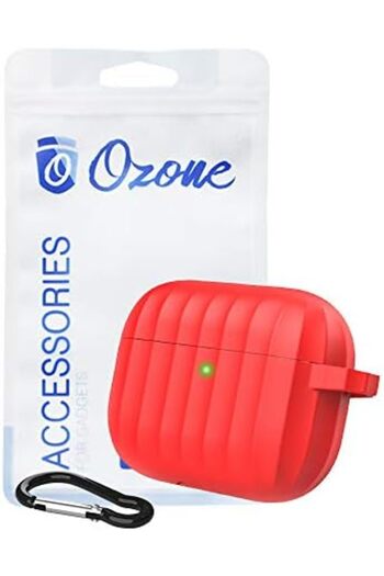 O Ozone Pattern Design Shockproof Silicone AirPod Pro Case with Hook Keychain Ring Protective Cover