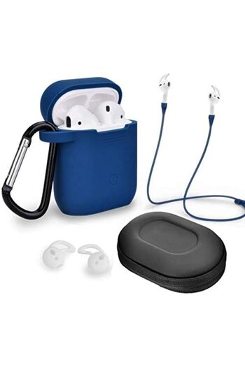 O Ozone 6 in 1 Airpods Travel Kit Waterproof Silicone Case with Keychain/Strap/Earhooks/Storage Box