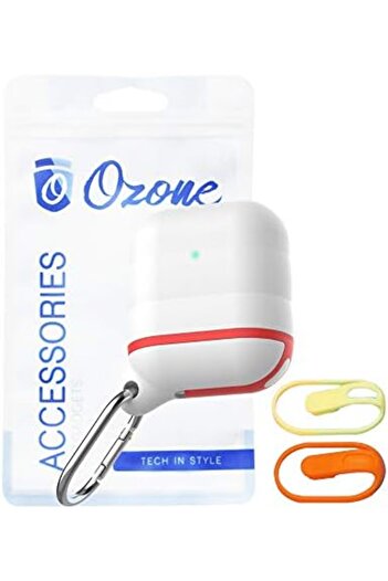 O Ozone Ozone Silicone AirPod Case with Hook and 2 Straps Protective Cover for AirPod 1/ AirPod 2 [Front LED