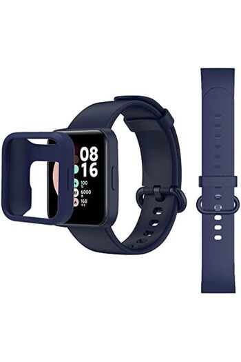 O Ozone Xiaomi Redmi Watch 2 Lite Band + Watch Case| Silicone Straps Wristband Sport Band | Dark Blue