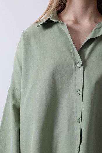 Asil Acar Home Wide Cuff Detailed Shirt - Khaki