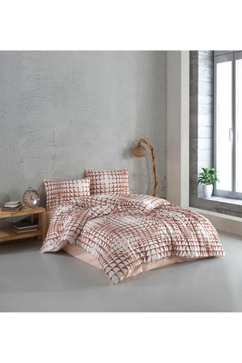 Kristal By Taç Single Duvet Cover Set Nepal Salmon Ranforce Fabric 57 Strands