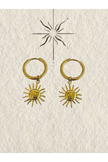 Hoop jewelery Steel Sun Stud Earrings