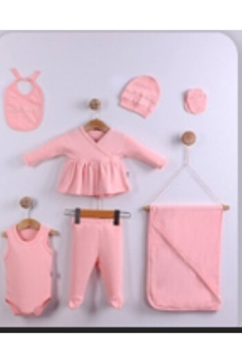 Ozz Baby Newborn & Baby Girl Bedding with Fisto Detail 0-3 Months 7 Piece Hospital Release Zibin Set