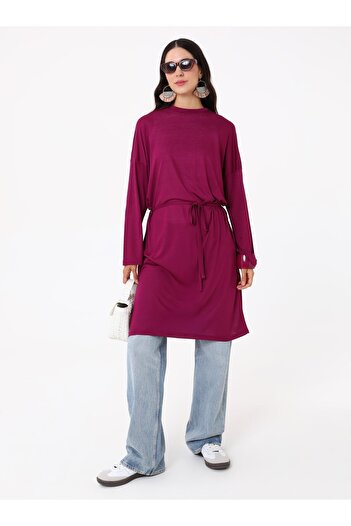 Benin Comfortable Fit Long Tunic with Tie Waist - Fusya -