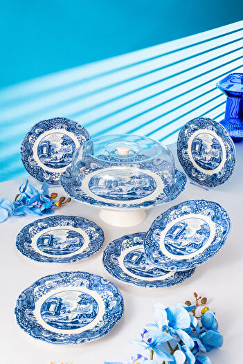 Fecra Vintage Blue 8 Parça Sunum Seti