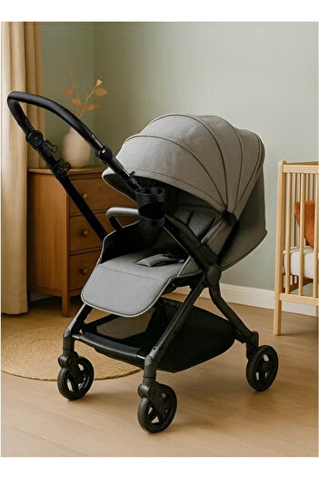 Cady One Two way Foldable stroller with oversized canopy, comfortable handle, safety belt and storage basket