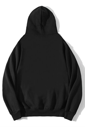 BRZ COLLECTION Unisex Oversize Casu Lip Hoodie Black