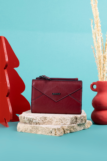 Grande 2827 Genuine Leather Origami Model Women's Wallet Claret Red