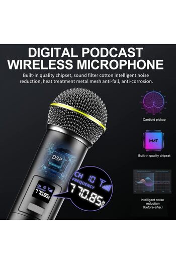 BeTIM Podcast Equipment Bundle, All-in-One Audio Interface Mixer with Wireless Microphones