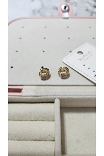 Akiha Aksesuar Minimal Xuping Earrings with Zircon Stone (Also Used as Children's Earrings.)