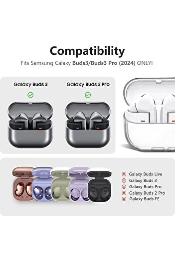 O Ozone Samsung Galaxy Buds 3 Pro / Samsung Galaxy Buds 3 Case Cover | TPU Protective Headphone Case Clear
