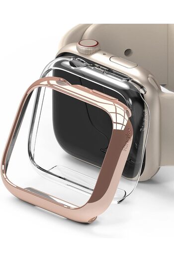 Ringke Apple Watch 9 / 8 / 7 41mm Apple Watch Series (41mm) Case | Slim Series| Clear + Chrome Rose Gold