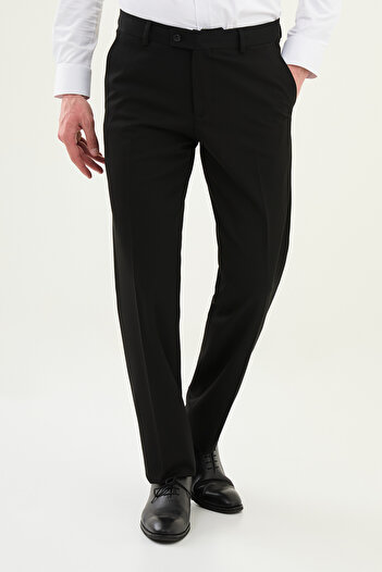 Mcr Straight Slim Fit Classic Wool Men's Trousers Black - 38325.25K