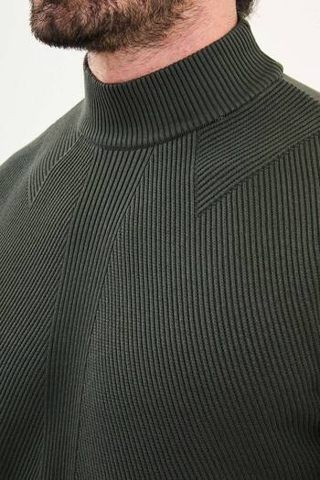 Mcr Striped Slim Fit Half Turtleneck Men's Knitwear Sweater Khaki - 11568.25K