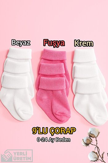 baby socks 9-Piece Non-Tight Ankle Socks for Baby Girls and Boys 0-24 Months
