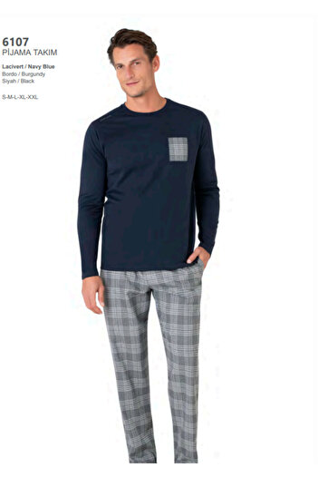 Pierre Cardin Men's Long Sleeve Pajama Set 61Al0In7Da