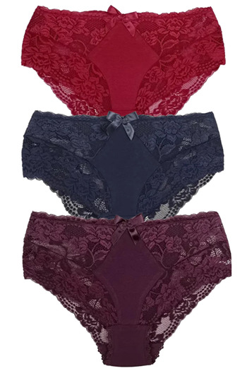 Bleu Petite 3-Pack Plus Size High Waist Lace Cotton Women's Panties