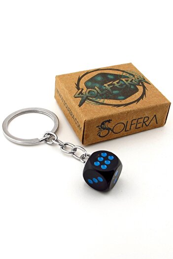 Solfera Black Metal Dice Luck Backgammon Casino Metal Keychain Ky039