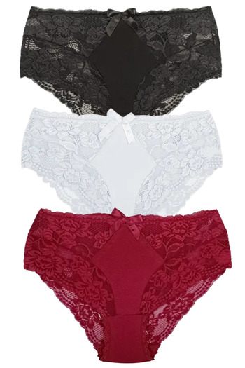 Bleu Petite 3-Pack Plus Size High Waist Lace Cotton Women's Panties