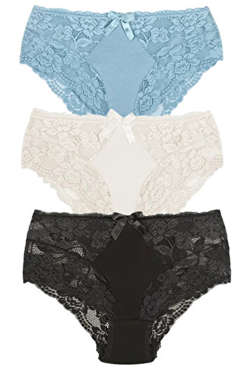 Bleu Petite 3-Pack Plus Size High Waist Lace Cotton Women's Panties