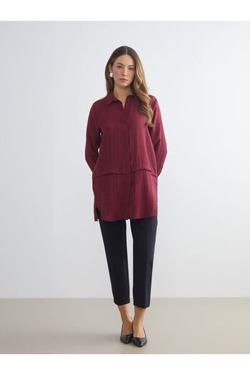 LC Waikiki Burgundy Textured Women's Shirt Tunic