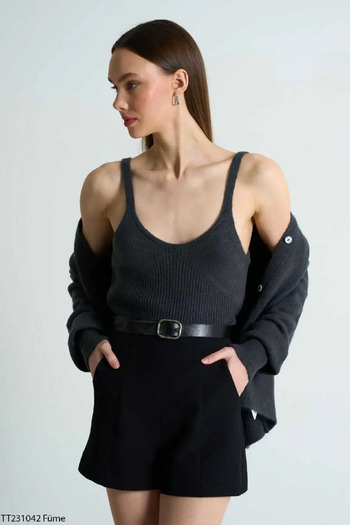 My Blog Smoked Cardigan Tank Top Double Set - 231042
