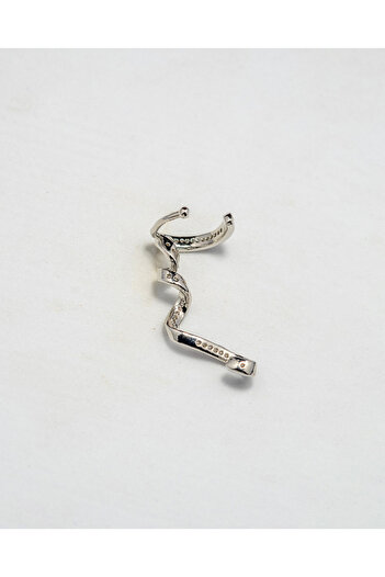 Piercing by Sever ŞEFFAF TAŞLI KURDELE MODEL HALKA KIKIRDAK KÜPE EARCUFF... GÜMÜŞ/SILVER RENKLİ.