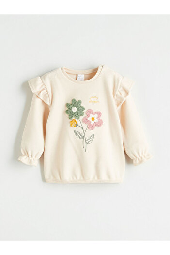 LC Waikiki Crew Neck Floral Baby Girl Sweatshirt