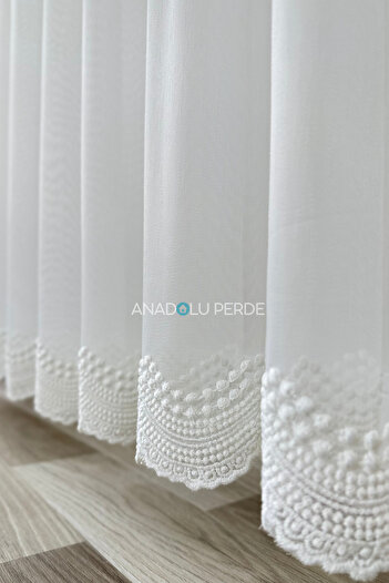 istper Ttm Polka Dot Patterned Tulle Curtain – Soft Texture, 1/3 Pleated |   Transparent |   Suitable for Every Room