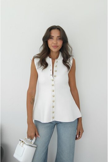Havoş Ecru Multi-Buttoned Flounce Cardigan
