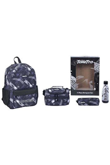 TORETTO 4 PCS Backpack Set with 17" School Backpack, Lunch Bag, Water Bottle & Pencil Case