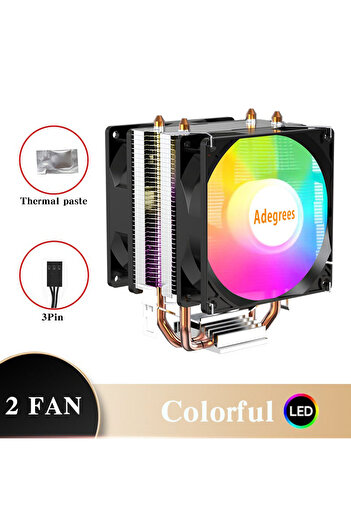 Choice5 مبرد هواء لوحدة المعالجة المركزية 1700-115X-1200-AMD ملون بثلاثة دبابيس ومروحتين، مزود بتقنية PWM ثلاثية/رباعية الدبابيس لمعالجات X79 وX99