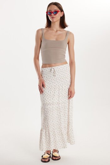 Tudors Women's Standard Fit Tie-Up Printed Viscose Skirt
