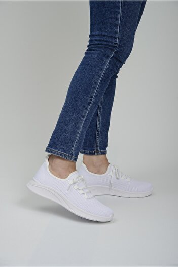 stilfest Comfortable Lace-Up Summer Casual Sports Shoes Women's Sneaker White