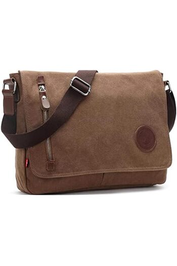 Generic Canvas Messenger Shoulder Bag Satchel Bag, Vintage Canvas Crossbody Bag with Multiple Pocket for Dai