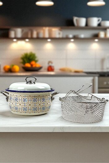 İnci Emaye 22 No Enamel Cookware&Fryer, Serving, Dining Camping, Picnic, Dowry
